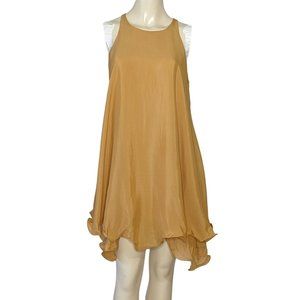 AGATHA LU sleeveless asymmetrical hem mustard colored Summer‎ mini dress size M